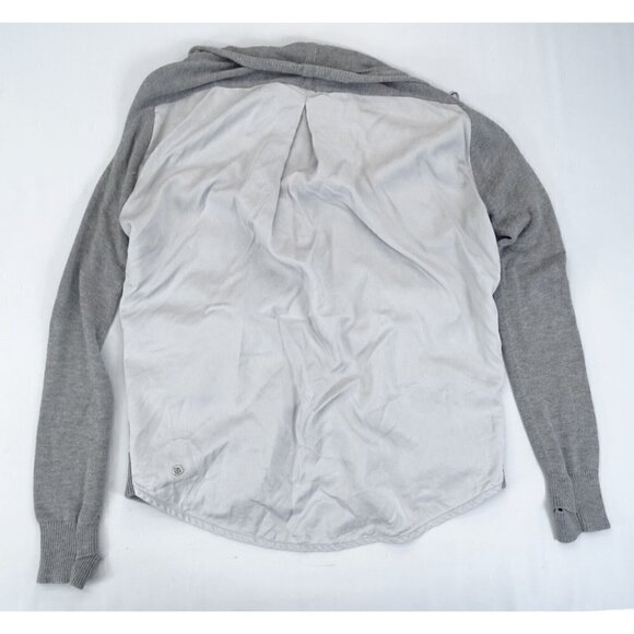 Lululemon Women's Gray Long Sleeve Button Cardigan‎ Size 2 Cashmere Blend Hood - Picture 3 of 5
